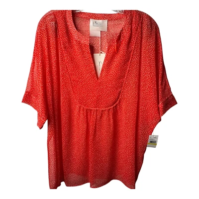 Blusa Two By Vince Camuto laranja mancha manga dolman gola V tamanho médio nova com etiquetas - Imagem 1 de 4