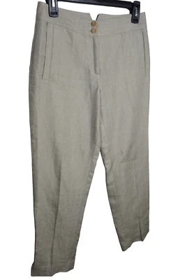 Pantalones de vestir para mujer Agnona bronceados plisados recortados IT 40 US 4 de lino tostados Foto 1 de 4