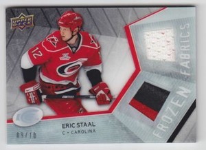 2008-09 UD ICE ERIC STAAL JERSEY PATCH /10 FROZEN FABRICS BLACK Game Hurricanes