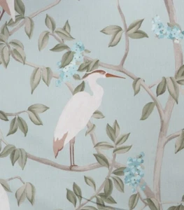 CUSTOMIZABLE DRAPES SOLD BY PAIR  Covington's HERON in Mineral Blue  Cotton - Picture 1 of 4