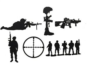 MILITARY SOLDIERS, GUNS, TRIBUTE, GUN SIGHT & MORE SILHOUETTE DIE CUT/ CUTS