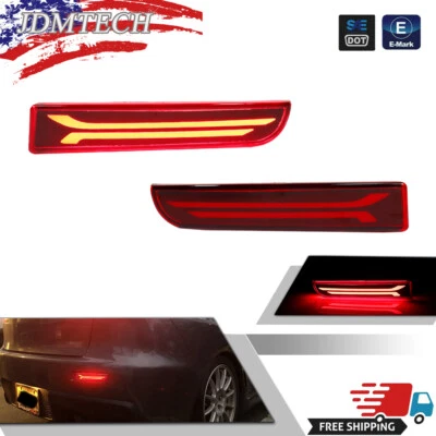 For Mitsubishi Lancer Evo Rear Bumper Reflector Red Brake LED w/Turn Signal Kit - Image 1 of 4