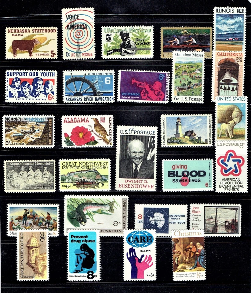 1967- U.S. COMMEM SCOTT ALBUM #1 Mixed Lot of 27  Sc#1328- Most M/NH/OG - Image 1 of 1