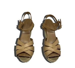 Jimmy Choo Pallet in pelle marrone chiaro zeppi espadrilla plateau 39,5 - Usati - Foto 1 di 10
