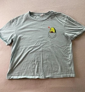 Shein Kids T-shirt Girls Size 10Y Blue Crew Neck Rolled Sleeve Cartoon Pattern - Picture 1 of 10