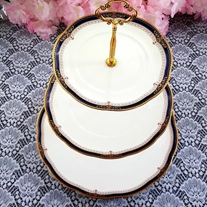 Soporte para pasteles de 3 niveles Noritake Lady Eve Bone China soporte para postres en niveles - Imagen 1 de 13