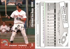 Kenny Perez Signed 2004 Grandstand Portland Sea Dogs  Card Auto AU
