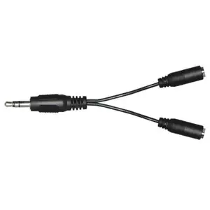 NEW AMZER 2-WAY 3.5mm HEADSET HEADPHONE JACK AUDIO Y SPLITTER CABLE ADAPTER - Picture 1 of 3