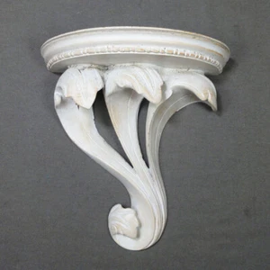 Vintage Style Wall Sconce Shelf, Resin, Antiqued White, Baroque Rococco 8" - Picture 1 of 9