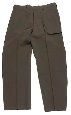 men's John Blair dress pants size 35x27 brown zipper pockets belt loops polyest - Image 1 of 4