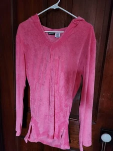 Vintage Joe Boxer Pink Terry Cloth Pullover Hoodie Size Medium Long Sleeve Shirt - Picture 1 of 8
