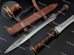 Damaststahl Wikinger römisch gladiös scharf kampfbereit mittelalterliches Schwert Geschenk, - Bild 1 von 5