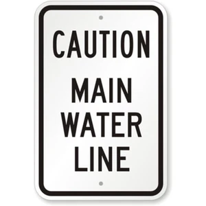 Letrero impermeable de aluminio de línea de agua principal de precaución b00637 - Imagen 1 de 1