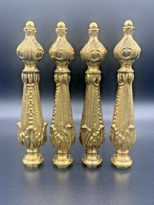 Викторианские декоративные латунные флероны для декоративной мебели набор из 4 занавесок на конце ручки - Изображение 1 из 4