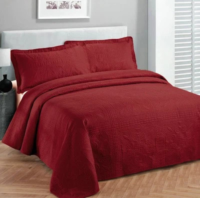 Fancy Collection Luxury Bedspread Coverlet Embossed Bed Cover Solid Red New O... - Image 1 of 2