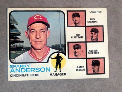 Tarjeta Sharp 1973 Topps #296 Sparky Anderson Cincinnati Reds Field Leaders - EX Foto 1 de 2