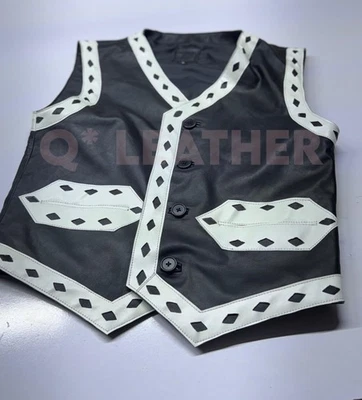 CHALECO GUERRERO CUERO REAL LOS GUERREROS PELÍCULA MOTOCICLISTA DISFRAZ HALLOWEEN Foto 1 de 4