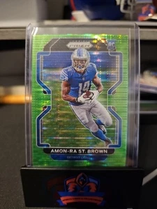 Panini Prizm 2021 Amon-Ra St Brown novato radiocontrol verde neón Pulsar Prizm Lions #358 - Imagen 1 de 2