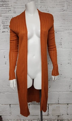Cardigã Free People tamanho S/P ferrugem nervurada frente aberta linho algodão espanador - Imagem 1 de 4