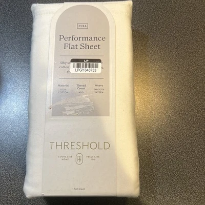 Threshold Performance Flat Sheet Full Size 100% Cotton Sour Cream - Image 1 of 4