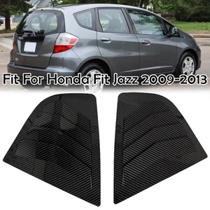 For Honda Fit Jazz 2009-2013 2Pcs Black/Carbon Rear Window Louver Cover Trim ABS - Picture 1 of 12