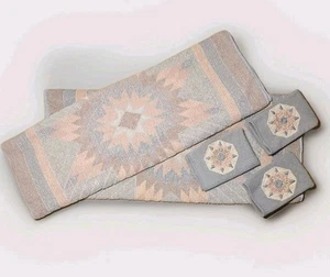 Vintage 90er Southwest Badetuch Set 5 rosa blau pastell einsamer Stern geometrisch aztekisch - Bild 1 von 9