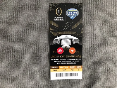 2025 COTTON BOWL COMMEMORATIVE TICKET STUB TEXAS LONGHORNS OHIO STATE BUCKEYES - Image 1 of 2