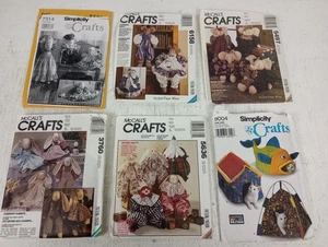 Vintage 1992 Sewing Crafting Pattern (Lot x6) Animals Rabbits Cats Clowns Mixed - Picture 1 of 2