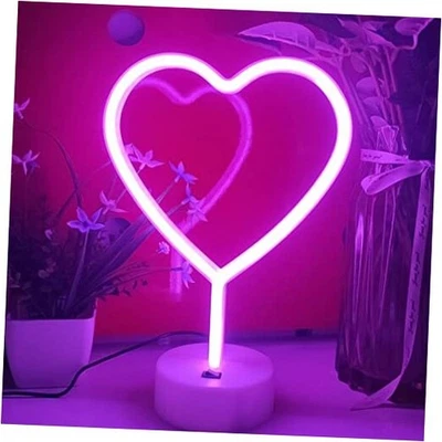  Letreros de neón con base de soporte, luz de neón alimentada por batería USB o 3-AA, LED corazón Foto 1 de 4