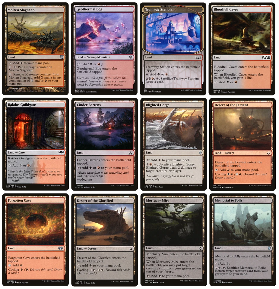 MTG - 12 x Different Black & Red Rakdos Lands for COMMANDER deck building - LP - Image 1 of 1