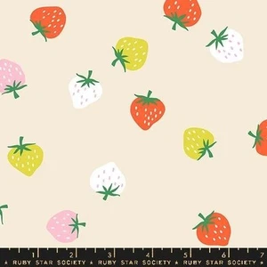 Moda Ruby Star Strawberry by Kimberly Kight RS3085 11 Shell Strawberry Toss BTY - Picture 1 of 1