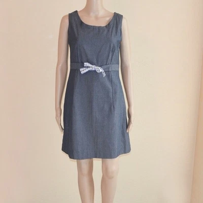 Vestido Vaina Ben Sherman Azul-Gris Estampado Guinga Corbata Cintura Para Mujer Talla M Foto 1 de 4