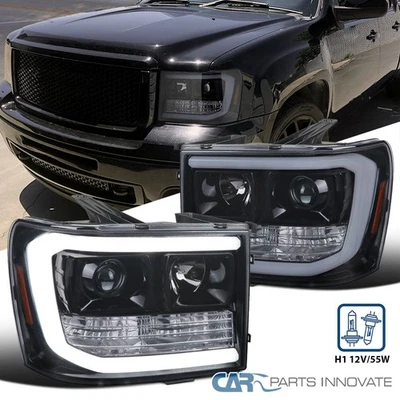 Smoke Fits 2007-2014 GMC Sierra 1500 2500HD 3500HD LED Bar Projector Headlights - Image 1 of 4