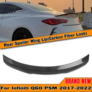 Car Rear Trunk Spoiler Lip Wing Carbon Style For Infiniti Q60 2017-2022 2018 PSM - Picture 1 of 12