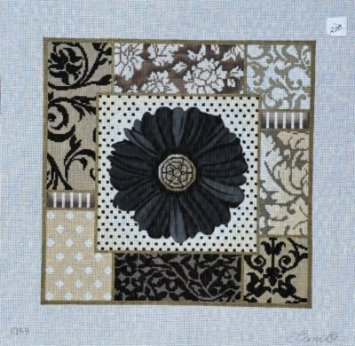 Black & Neutrals Collage 1059 LANI Hand Painted Needlepoint Canvas 13 Mesh 14.5" - Image 1 of 3