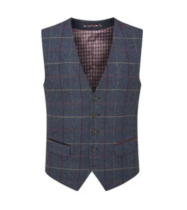 Abrigo Skopes para hombre Doyle mezcla de lana a cuadros cintura en azul marino 34 a 62 regular - Imagen 1 de 5