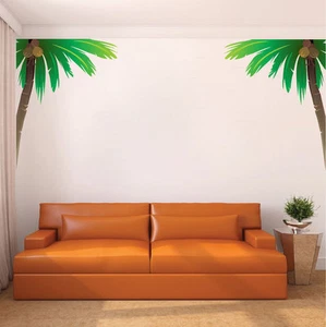 Corner Palm Tree Wall Mural Decal Nursery Coconut Trees Vinyl Beach Art, c29 - Picture 1 of 5