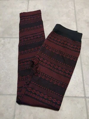 Hippie Rose size M women's leggings pull on stretch waist purple black print EUC - Image 1 of 4