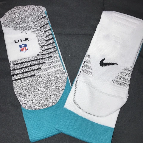 Miami Dolphins Nike Official Uniform Socks From Training Facility NEW L Regular Cover