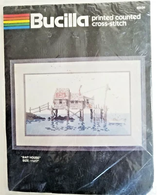 Bucilla BAIT HOUSE 40034 Printed Counted Cross Stitch Kit Vintage - Image 1 of 4