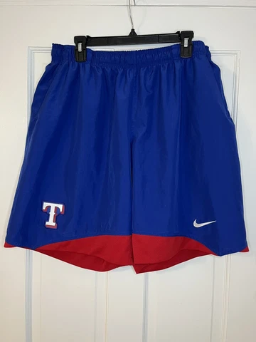 Texas Rangers MLB Blue Red Nike Dri Fit Baseball Shorts Mens XL Preowned Cover