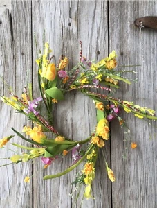 New Spring Garden Candle Ring Floral Wreath 4.25” Center Opening Artificial - Picture 1 of 1