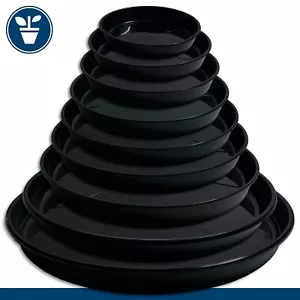 Posavasos para maceta maceta redonda plástico negro 9 tamaños selección - Imagen 1 de 12