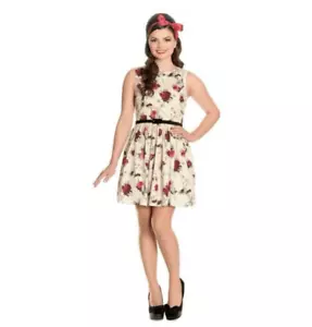 Hell Bunny Size 3XL Cecily Floral Rosette Mini Dress 60's Style Pinup Rockabilly - Picture 1 of 12