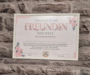 Urkunde Beste Freundin Der Welt Geschenk Liebe Auszeichnung Ehrung ☆ - Bild 1 von 2