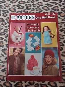 Vintage Patons One Ball Book 1202 Knitting Patterns 6 Designs Tea Cosy Hat Tie - Picture 1 of 2