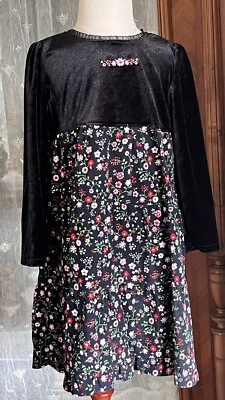 Vestido floral Wonder Kids meninas veludo preto tamanho 4T - Imagem 1 de 4