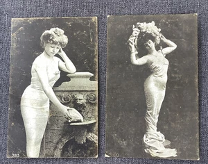vintage glamour French Women risqué postcards mermaid dress undivided back - Picture 1 of 4