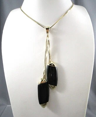 ANNE KLEIN золотистый висячий черный длинный подвеска регулируемое ожерелье 6194A - Изображение 1 из 4