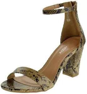 Top Moda Women's Hannah-1 Ankle Strap High Heel Sandal, Brown Snake - Picture 1 of 1